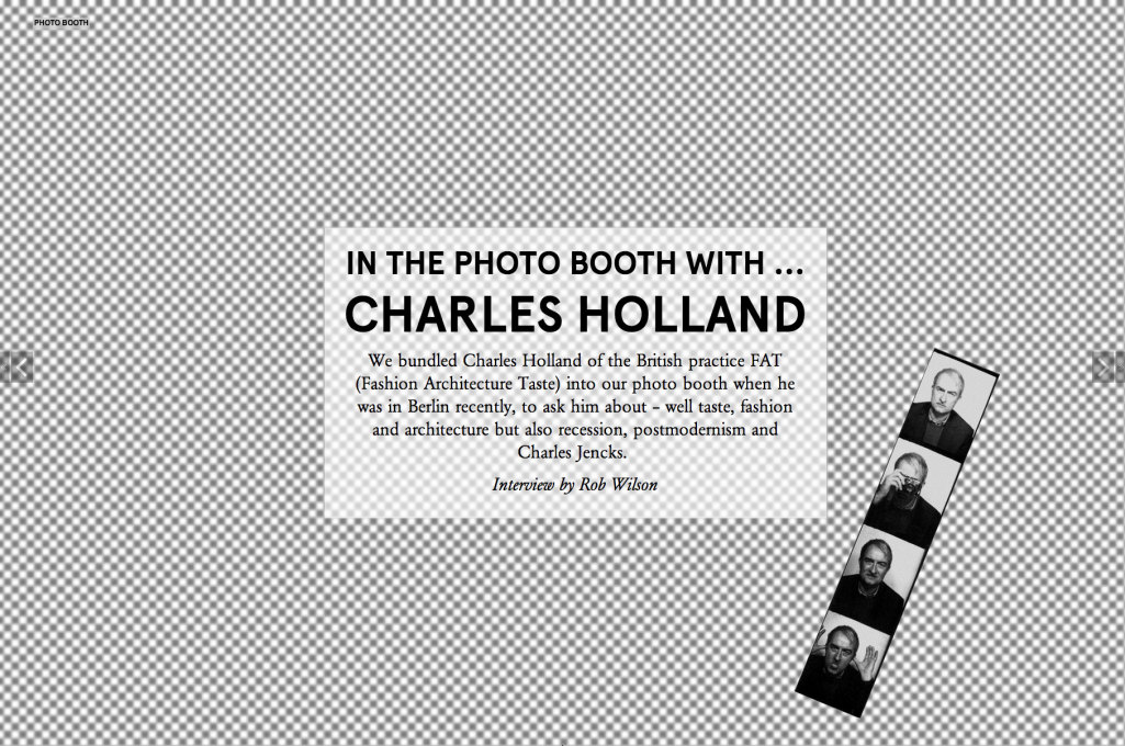 It's... Charles Holland: an interview in our Photo Booth