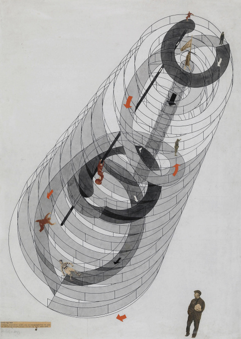 L&aacute;szl&oacute; Moholy-Nagy, Structure for a kinetic-constructivist system, showing trajectories of play and transport, 1922. (Theatre Research Collection, Cologne University, Image: &copy; VG BILDKUNST, Bonn 2014)