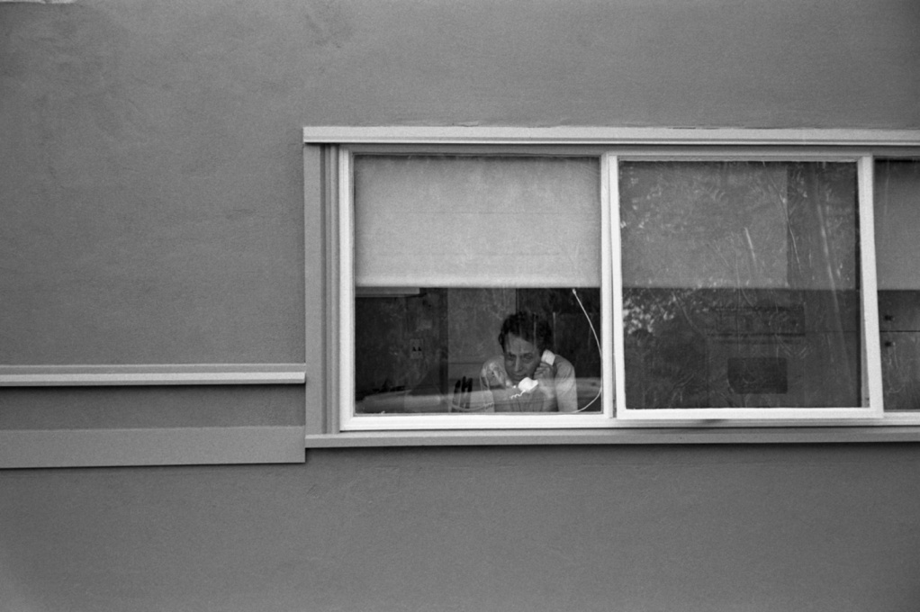 Bob at the kitchen window, north facade.