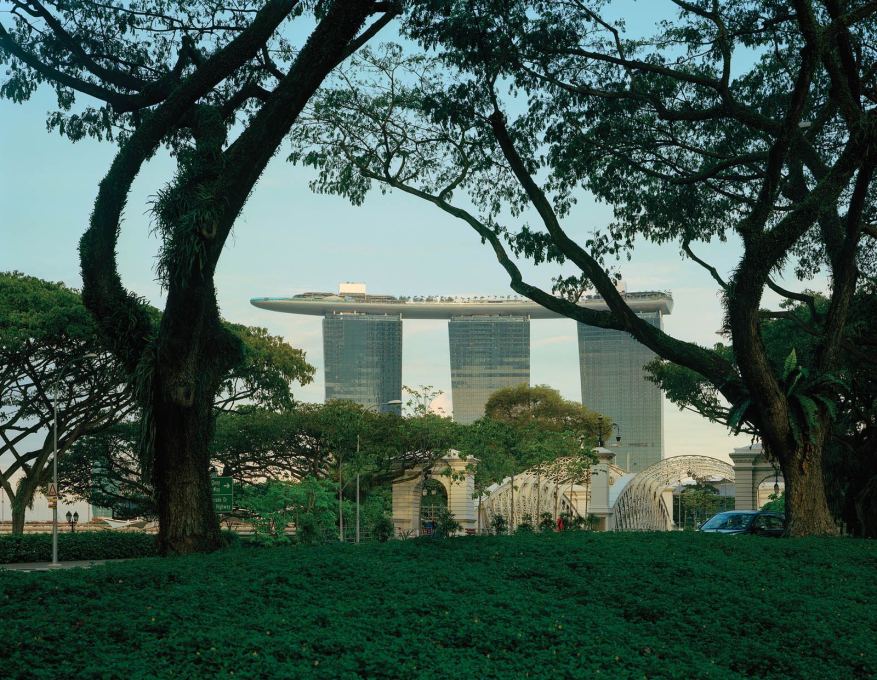 Marina Bay Sands, Singapore: view of hotel with &ldquo;SkyPark&rdquo; above. (Photo: Timothy Hursley)