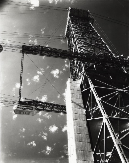 Ground level view of one of the Century of Progress Skyride towers, ca. 1933-1934. (Image: Century of Progress records, Special Collections, University of Illinois at Chicago Library)