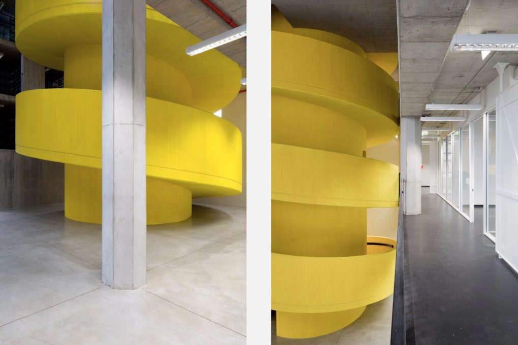 A yellow spiral staircase pierces the full-height of the building&rsquo;s volume, leading the visitor metaphorically through the twist and turns of Milan&rsquo;s collective memory. (Photo: Stefano Graziani)