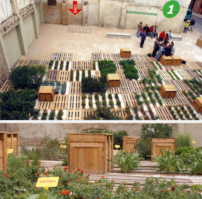 A public botanical garden on an empty plot in Zaragoza dating from 2009: 390 square metres transformed at a cost of 21,562 euros. (All photos and images: estonoesunsolar)