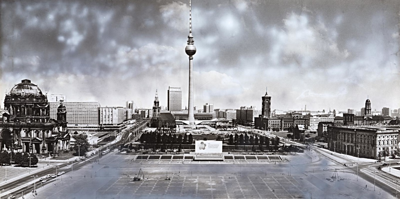 &ldquo;These collages were meant to seduce...&rdquo;: Dieter Urbach&rsquo;s photomontage view towards the TV tower at Alexanderplatz, 1972. (All images &copy; Dieter Urbach/Berlinische Galerie)