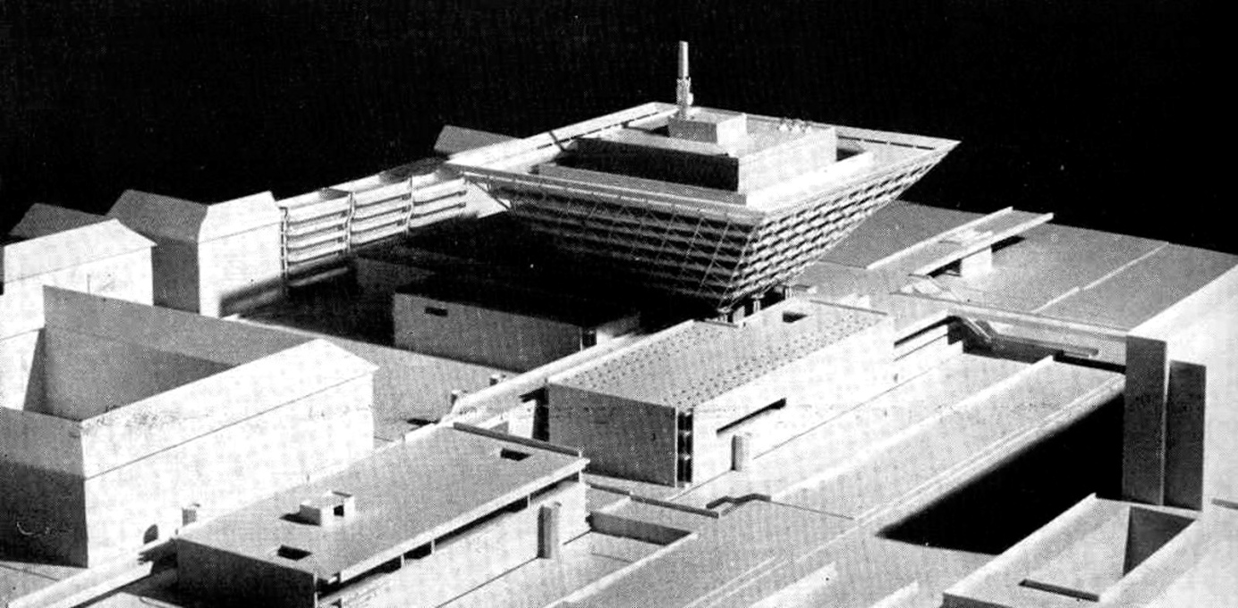 Final design model, 1969 by architects &Scaron;tefan Svetko, &Scaron;tefan ?urkovi? and Barnab&aacute;&scaron; Kissling.