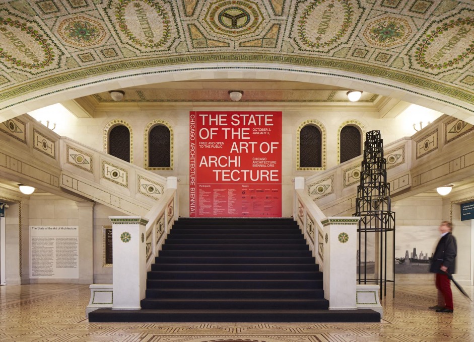 Entrance hall of the Chicago Cultural Center. (Photo: Steve Hall, courtesy Chicago Architecture Biennial)