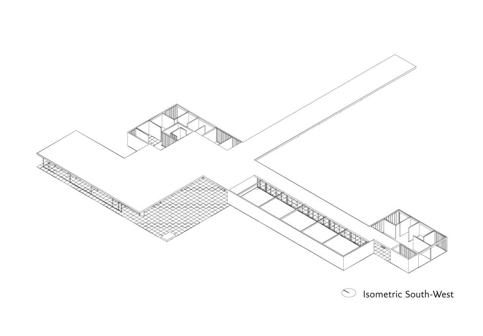 The isometric view displays the material and spatial clarity of the design (Image:&nbsp;Robbrecht en Daem Architecten)