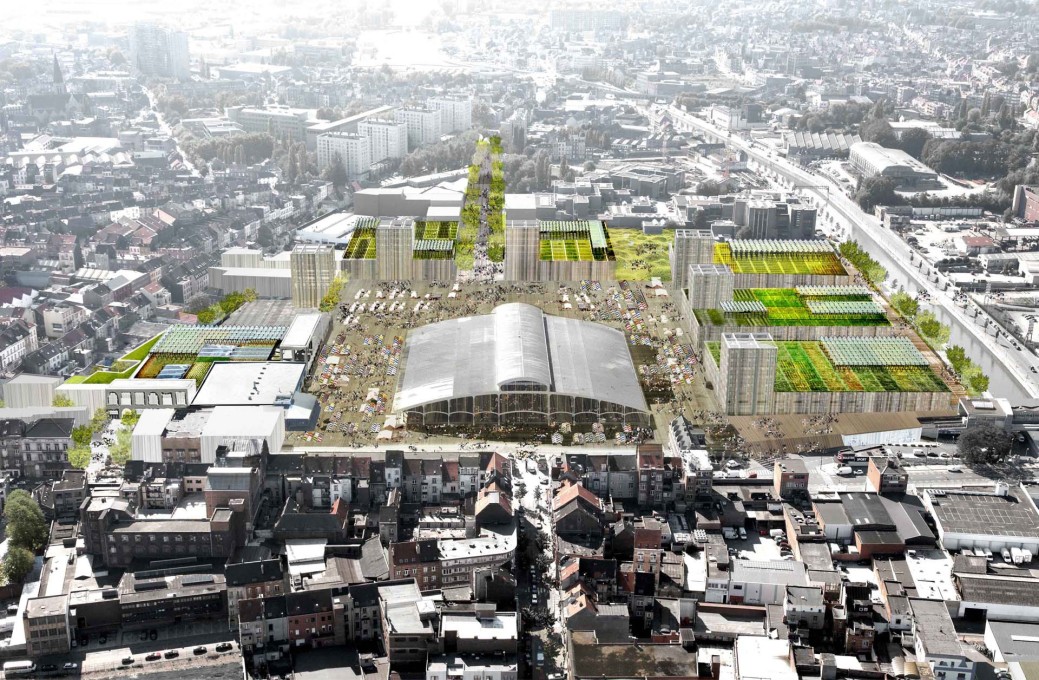 Abbatoir Masterplan rendering showing the new food hall and urban farm. (Image: &copy; Organisation for Permanent Modernity)