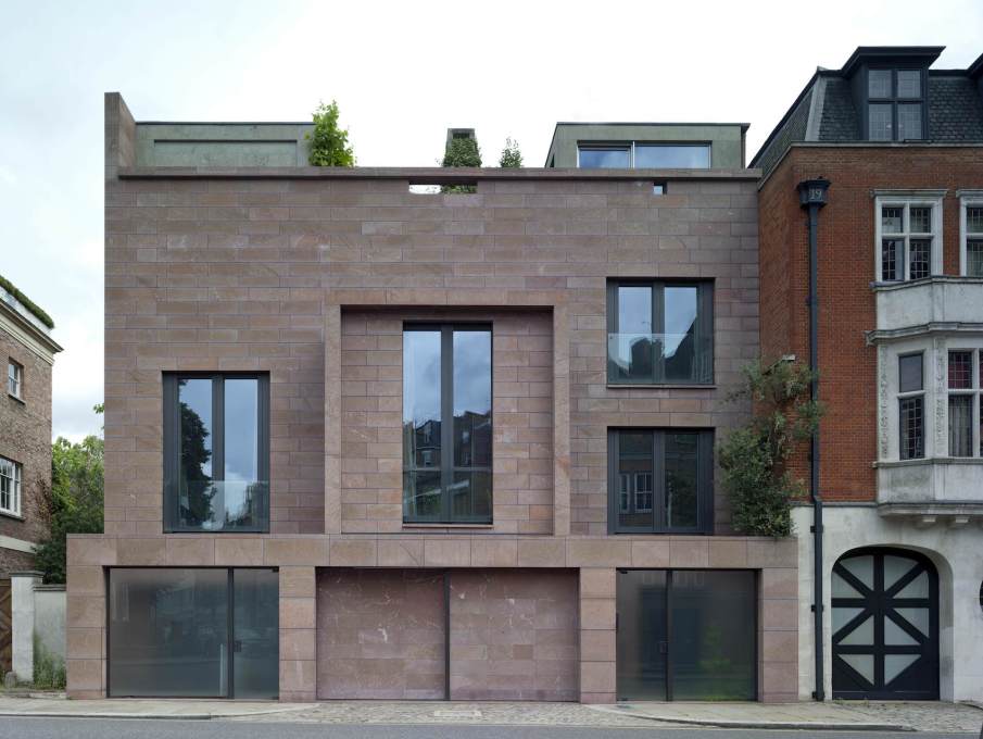 Red House, Chelsea, 2001, showing the Loosian red marble fa&ccedil;ade to Tite Street. &ldquo;The Red House makes a contribution to the street...&rdquo; (Photo: Peter Cook)
