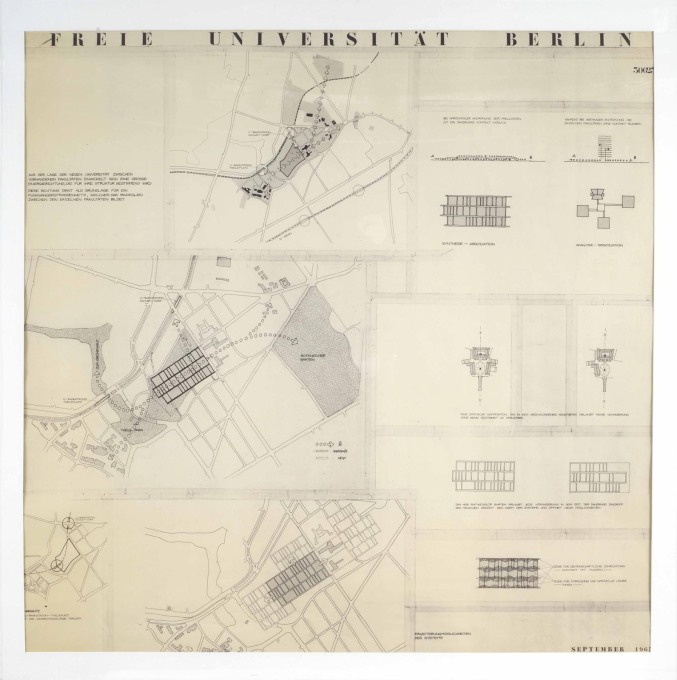 Drawings and diagrams for the competition, show that the architects envisioned their building to be open and welcoming to its surroundings. (Image &copy; Archiv der Berlinischen Galerie)