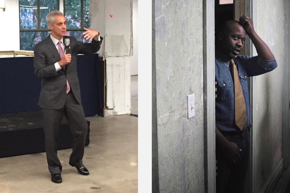 Two key players in the cultural scene of Chicago: Rahm Emanuel, Mayor of Chicago (left, photo: Rob Wilson) and artist Theaster Gates. (right, photo: Julia Albani)