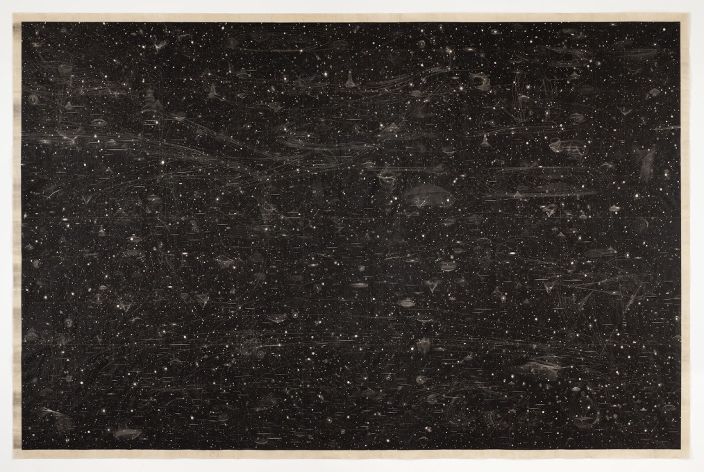 Marsha Cottrell, "A Black Powder Rains Down Gently On My Sleepless Night," iron oxide on mulberry paper, 2012. (Photo courtesy SFMOMA, &copy; Marsha Cottrell)