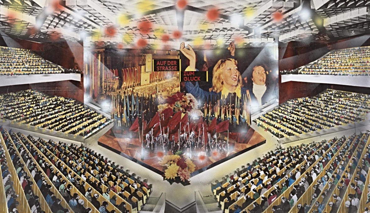 Urbach&rsquo;s collages of the &ldquo;Big Hall&rdquo; in the Palace of the Republic demonstrated the proposed multifunctional nature of the building, that would not only serve as the seat of the GDR parliament...
