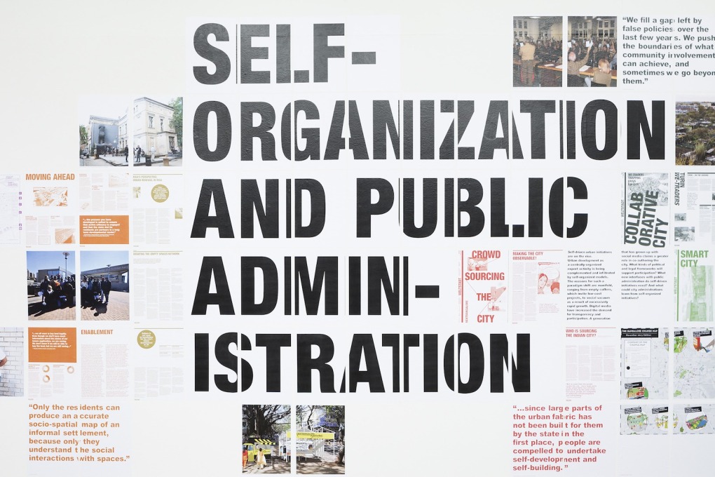 Like the conference, the exhibition was divided into thematic sections exploring the topics such as informal/formal construction, the city as a collective performance, and self-organisation and public administration. (Photo: Schnepp Renou)