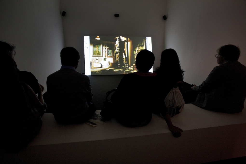 Installation view of Ed Atkins' video: &ldquo;The Trick Brain&rdquo;, 2012, filmed in Andr&eacute; Breton's apartment before all its contents were auctioned.&nbsp;(Photo: Francesco Galli, Courtesy la Biennale di Venezia) &