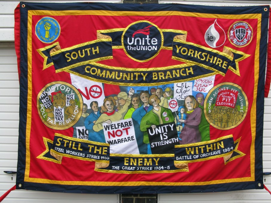Banner made by Ed Hall for &ldquo;UNITE&rdquo;&sbquo; which was the biggest march in North West England against the privatisation of the English National Health Service (NHS). (Photo courtesy Ed Hall)