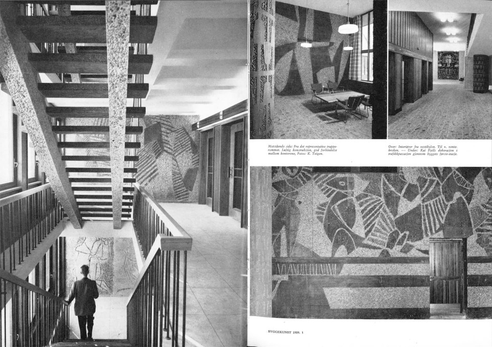 Spread in the Byggekunst &ndash; &ldquo;Building Art&rdquo; &ndash; magazine of the interior sand-blasted murals of the &ldquo;H-Block&rdquo; government building.&nbsp;(Photo: National Museum)