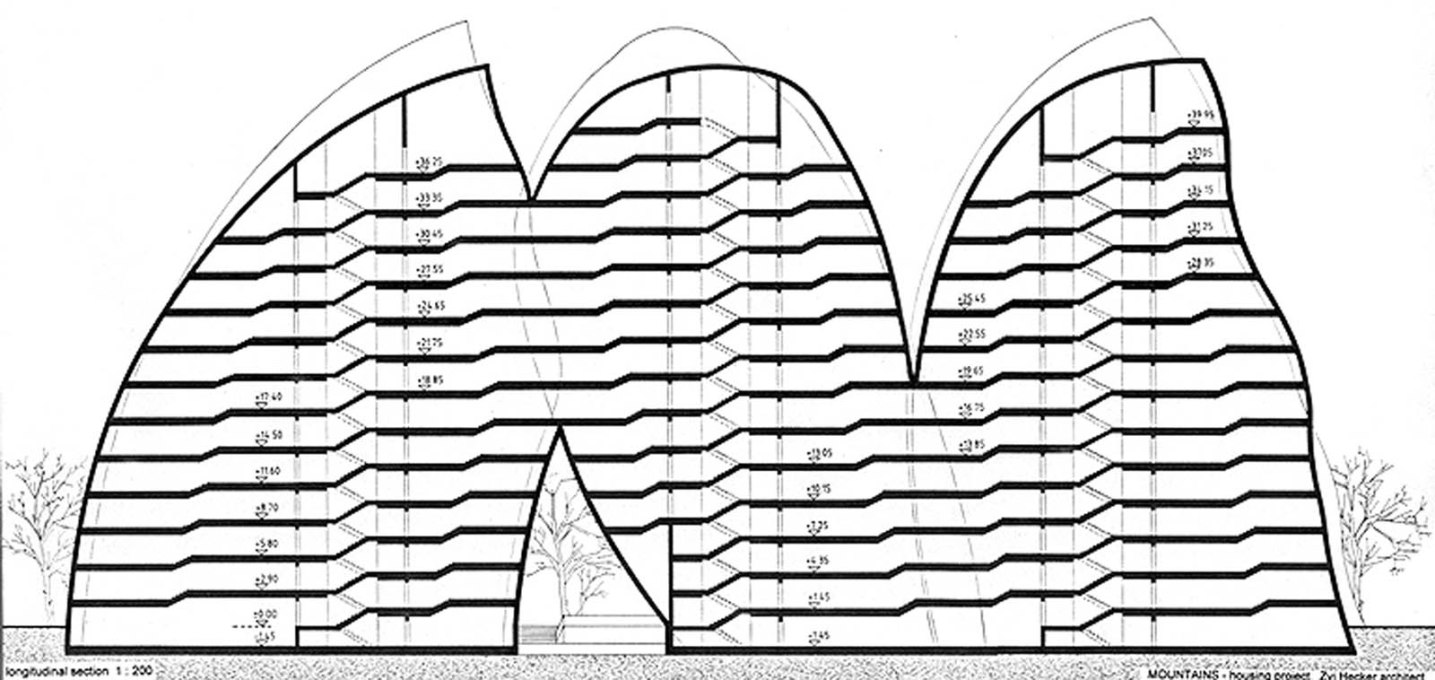 A section view shows the interconnected structure of the protruding forms...