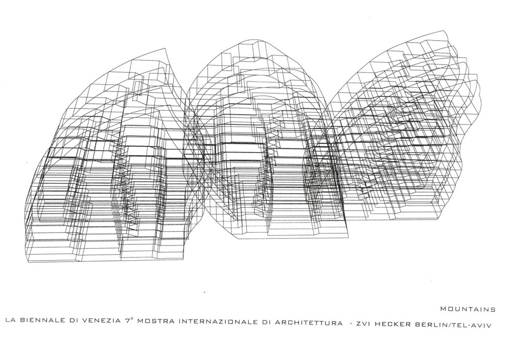 A three dimensional working drawing shows the depth of the &ldquo;Mountains&rdquo;.