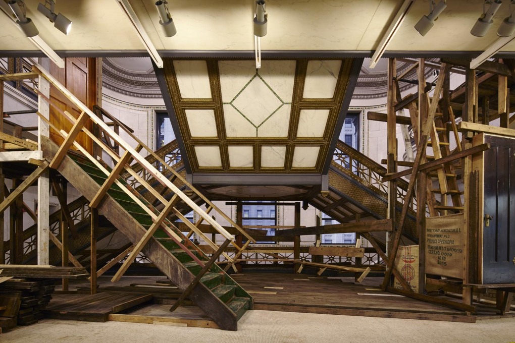 &ldquo;Makeshift&rdquo; installation by Studio Albori. Designed for music performance and constructed from reclaimed timber. (Photo: Tom Harris, courtesy Chicago Architecture Biennial)
