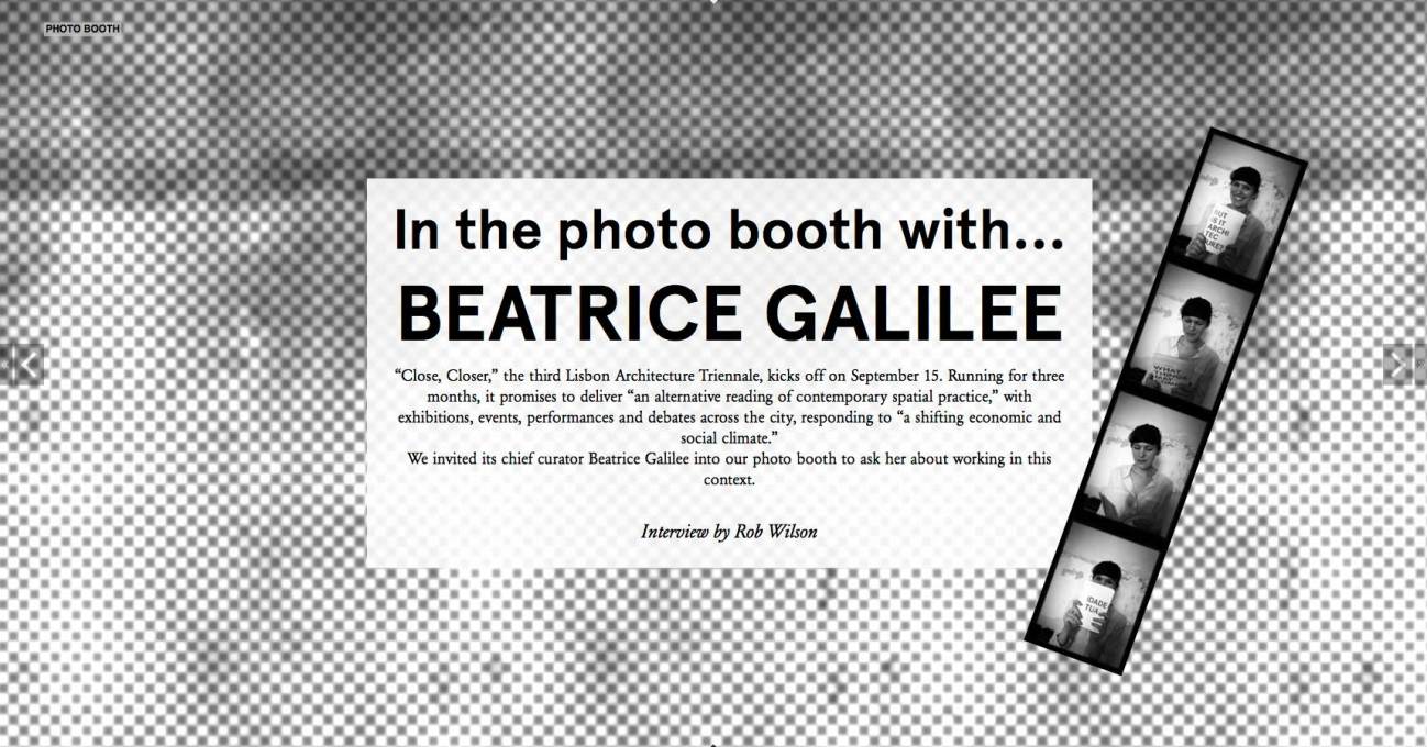In the Photo Booth with Beatrice Galilee