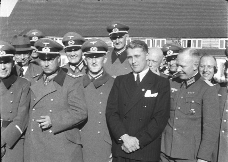 Wernher von Braun (1912-1977) in the black suit, was Nazi Germany&rsquo;s leading rocket scientist, taken to the US after WW2, he became the lead engineer of the US space programme... (Image: German Federal Archive / Wikimedia Commons)