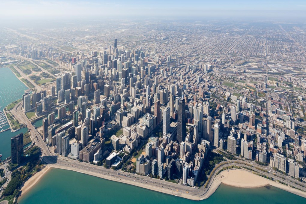 Chicago from the air: from Iwan Baan&rsquo;s Chicago Photo Essay. (Photo: Iwan Baan 2015, courtesy of Chicago Architecture Biennial)
