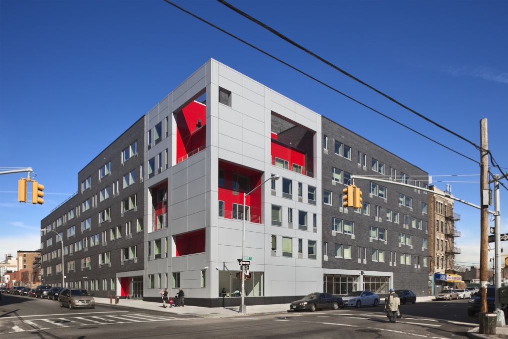 The Brook by Alexander Gorlin Architects for Common Ground Communities in the Bronx, New York City, providing permanent supportive housing units for formerly homeless and people living with HIV/AIDS. (Photo courtesy Alexander Gorlin Architects)