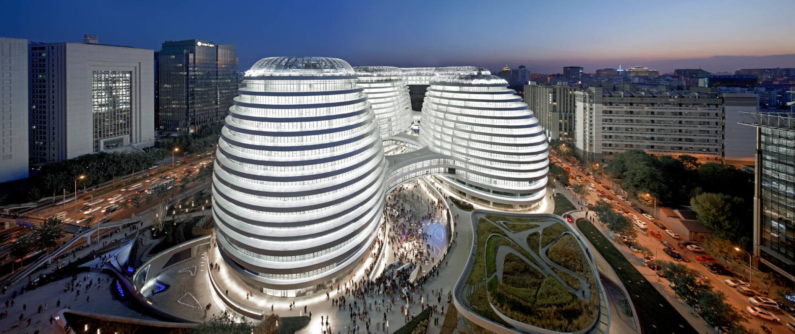 The lights are on but no one&rsquo;s home. The Galaxy Soho looking more CGI than... (Photo: Hufton + Crow)