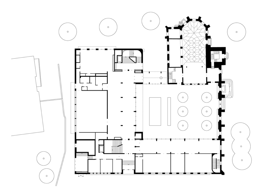 Ground floor plan. (Drawing: Lederer Ragnarsd&oacute;ttir Oei Architects)