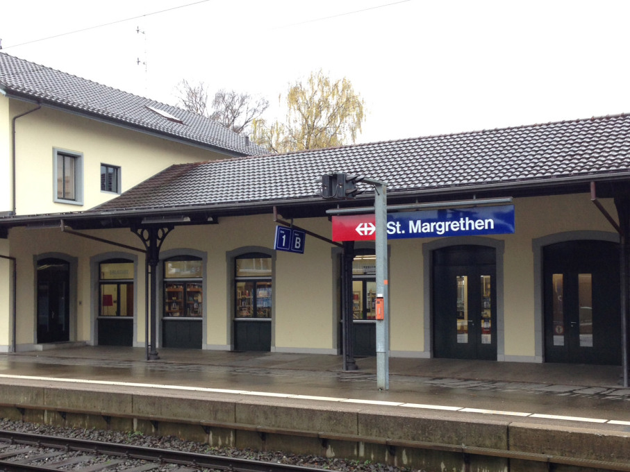 St. Margarethen station. Let the real mountains begin...