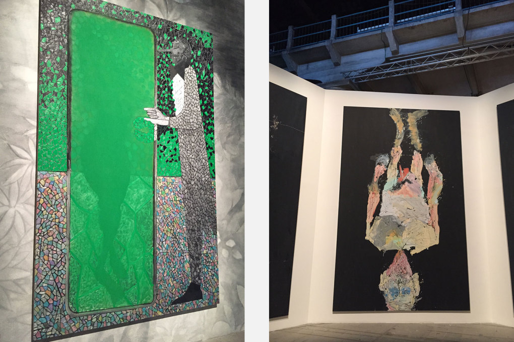 Lots of great figurative painting: left, Chris Ofili, right: Georg Baselitz.
