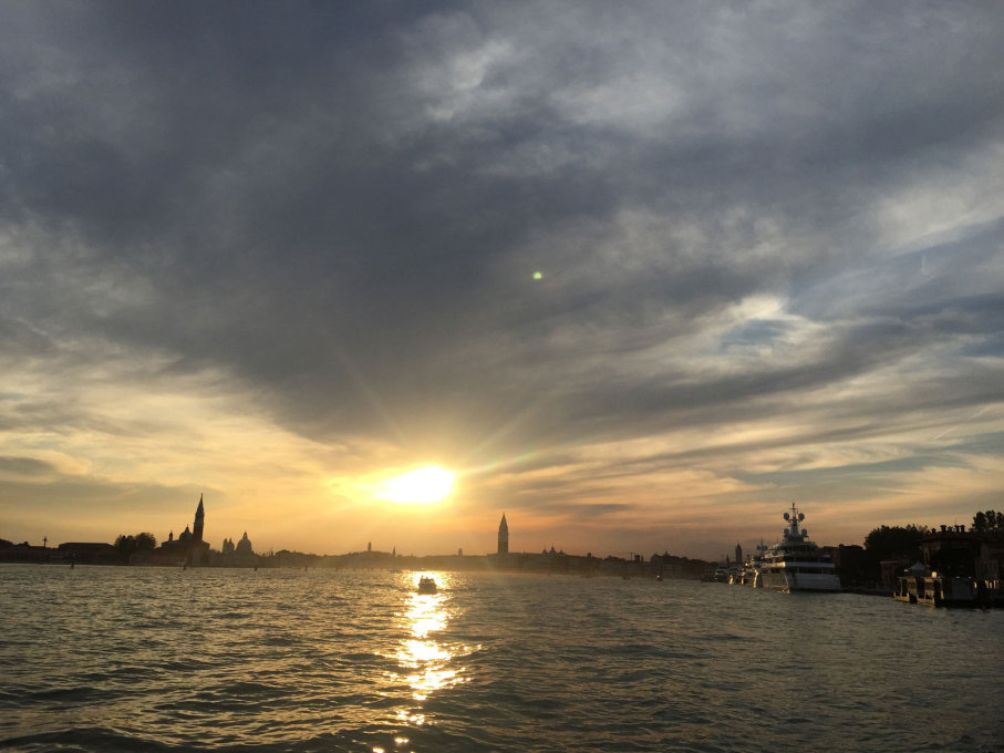 La Serenissima: sun sets over St Mark&rsquo;s and the collectors&rsquo; yachts.