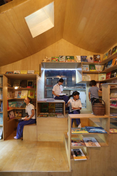 The children&rsquo;s library is completley constructed of plywood.