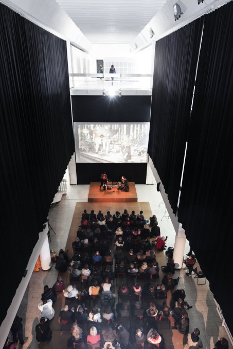 Emilia&rsquo;s central atrium is used for concerts, discussion panels or lectures like this one by Japanese illustrator Yuko Shimizu in 2012. (Photo: Bartek Stawiarski)