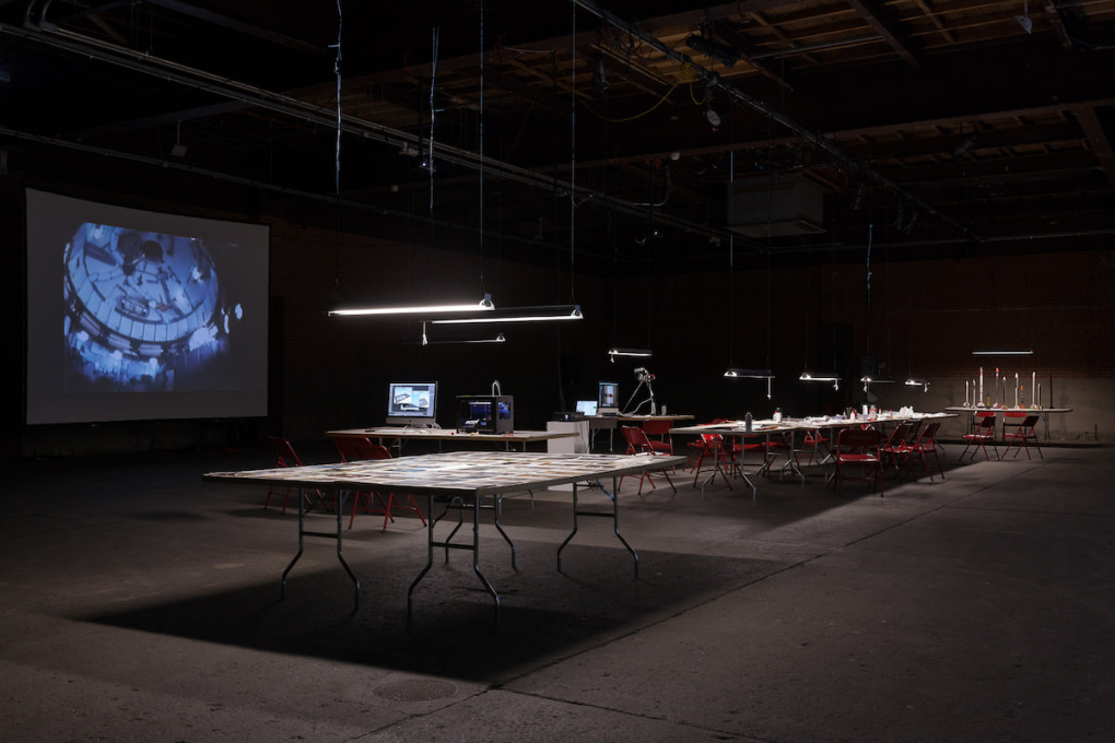 On Day 1 of the workshop, Eyebeam was transformed into a think-tank for speculative rocketry.