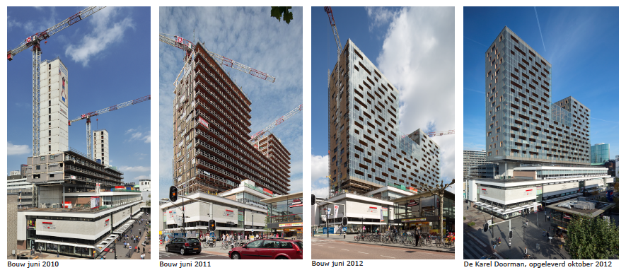 Sequence of construction shots of the De Karel Doorman building. (Image: Ibelings van Tilburg)