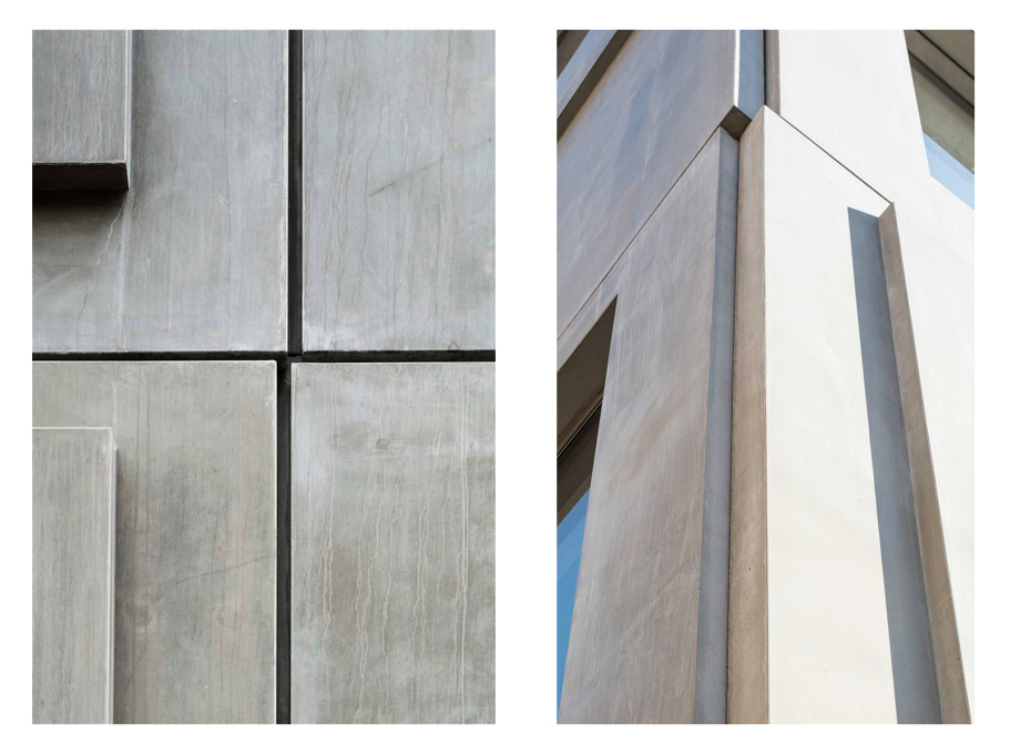 The concrete panels are a play on postwar standardised prefabrication &ndash; yet are themselves all non-standard and different.