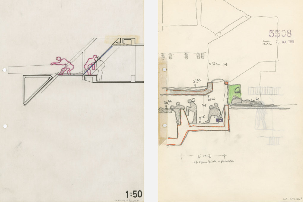 Even in his drawings, Leo would try to think of all the possible situations and encounters within a building. (Drawing: Ludwig-Leo-Archiv in der Akademie der K&uuml;nste, Berlin &copy; Morag Leo)