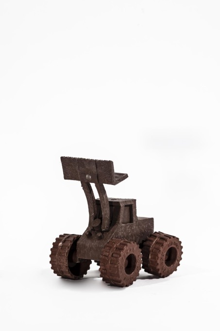Tingatinga &ndash; a child&rsquo;s toy digger made from melted plastic poured into wooden or aluminium moulds. (Photo &copy; Francesco Giustu and Filippo Romano, LaTriennale di Milano)