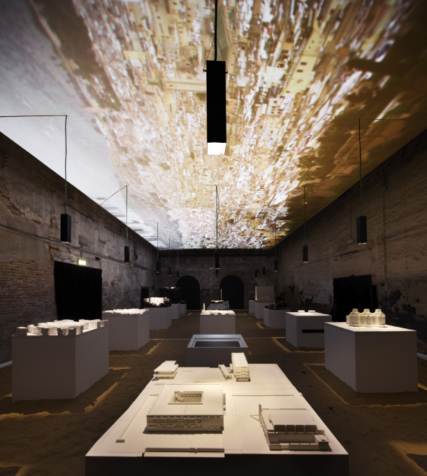 ... placing the models on Saharan sand and projecting day and night images on the ceiling. (Photo &copy; pavilion of Morocco)