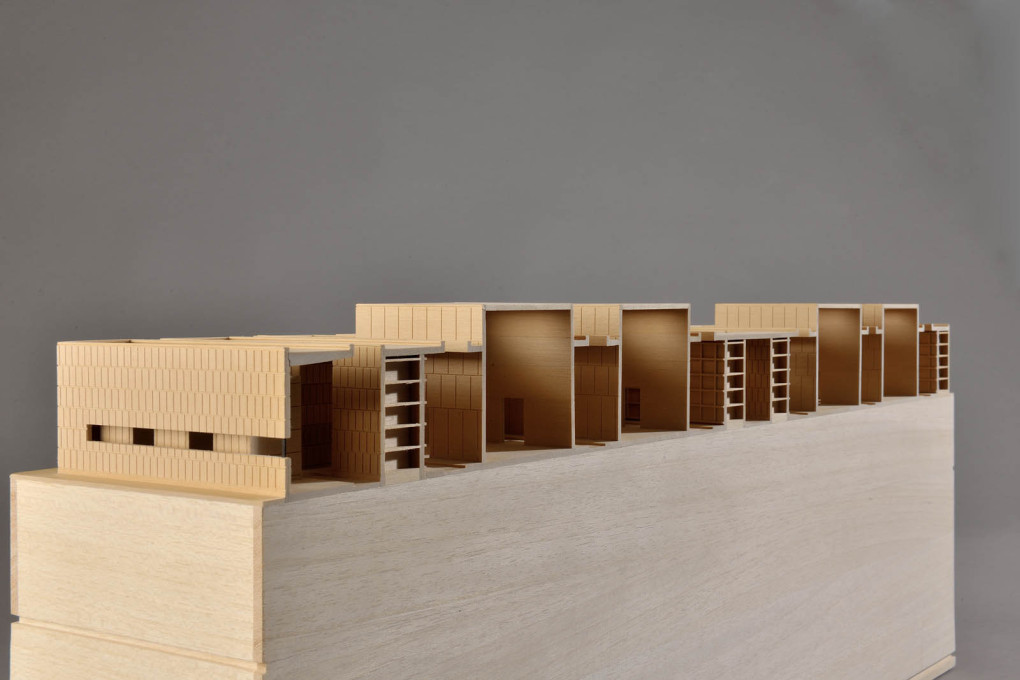 Model of the Gubbio Cemetery, showing the higher empty &ldquo;squares of silence&rdquo;. (Image: Andrea Dragoni)