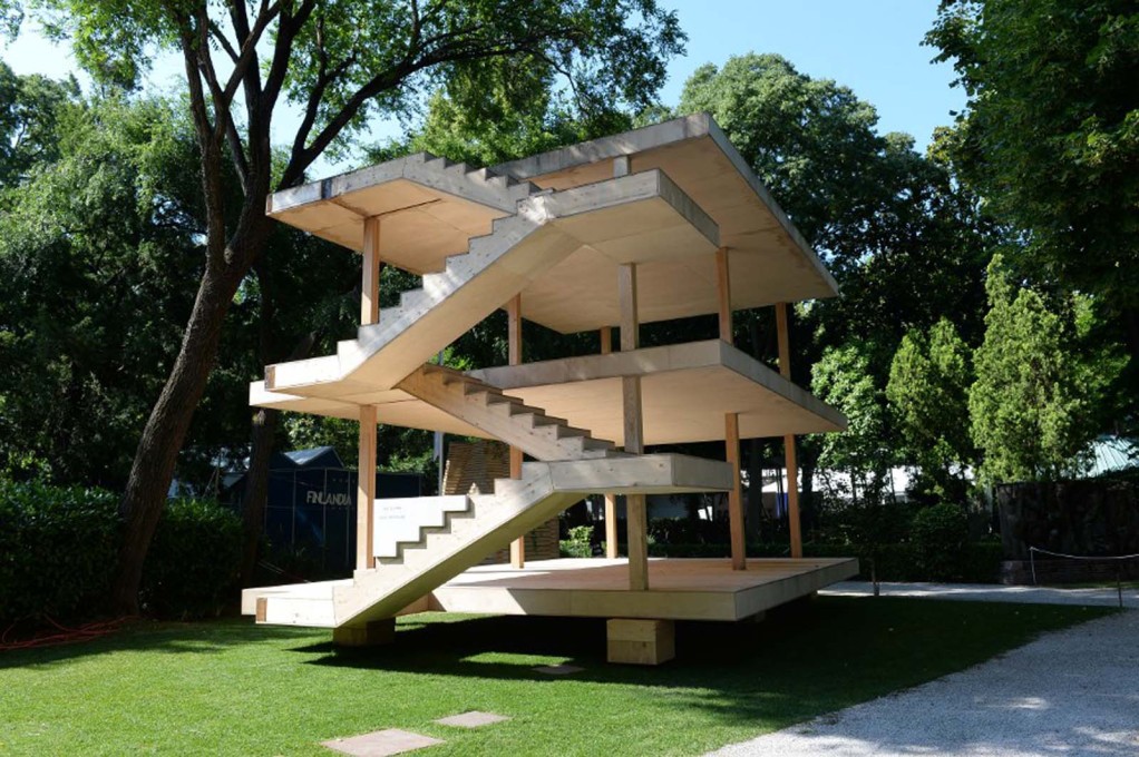 A timber version of Le Corbusier&rsquo;s Maison Dom-ino, outside the Central Pavilion in the Giardini. (Photo: Giorgio Zucchiatti, Courtesy la Biennale di Venezia)