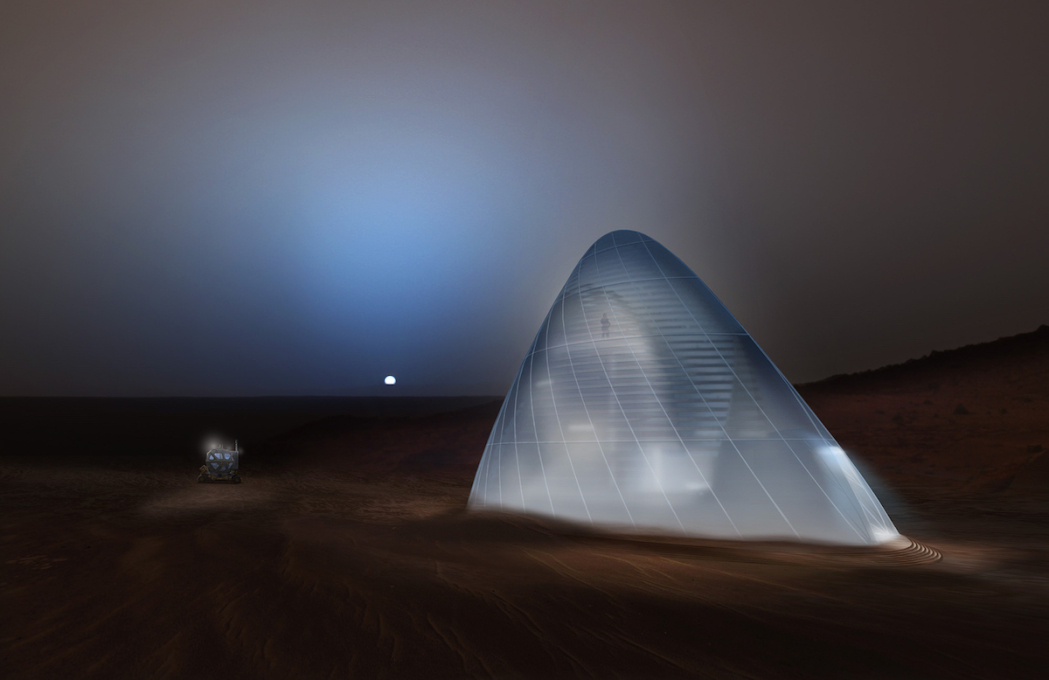 By making use of 3D printed ice, the Mars Ice House not only shields the human inhabitants from radiation, it also transforms into a glowing beacon in the Martian night.