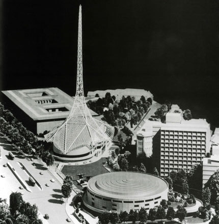 Model of Roy Grounds masterplan for the Melbourne Arts Centre. (Photo: www.arts.vic.gov.au)