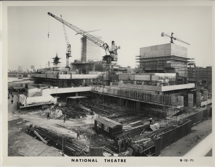 The theatre in mid-construction, December 1971. Due to industrial action by miners and the resulting three-day week, the theatre would not be completed until 1976. (Photo courtesy NT Archive)