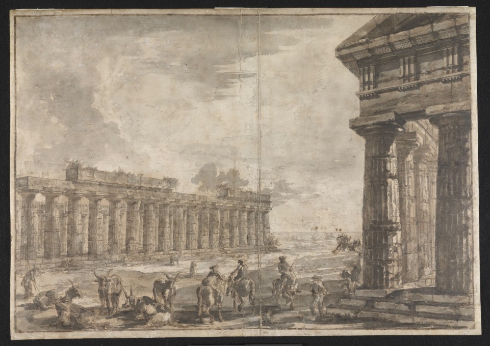 This sequence of Piranesi drawings are of the three Greek Doric temples at Paestum Italy. Here &ldquo;Basilica with the Temple of Neptune in the Right foreground. Exteriors.&rdquo; (Image&nbsp;&copy; Sir John Soane&prime;s Museum)