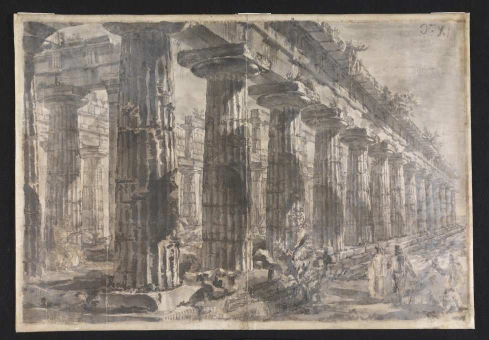 There are simpler perspectives of serried columns. Here: &ldquo;Paestum, Italy:Interior of the Temple of Neptune from the North-East.&rdquo; (Image&nbsp;&copy; Sir John Soane&prime;s Museum)