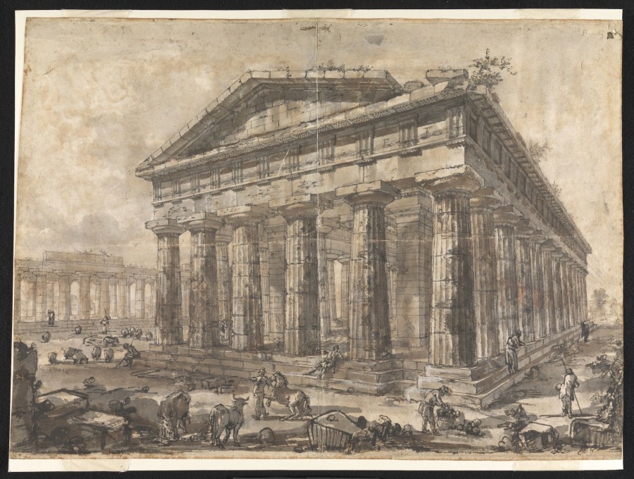 Giovanni Battista Piranesi. &ldquo;Paestum, Italy: Interior of the Temple of Neptune from the North-East.&rdquo; one of the sequence of 15 master drawings in the exhibition (Image&nbsp;&copy; Sir John Soane&rsquo;s Museum)