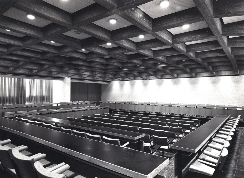 The earlier incarnation of the same space &ndash; used for communal conferences not concerts and cocktails.